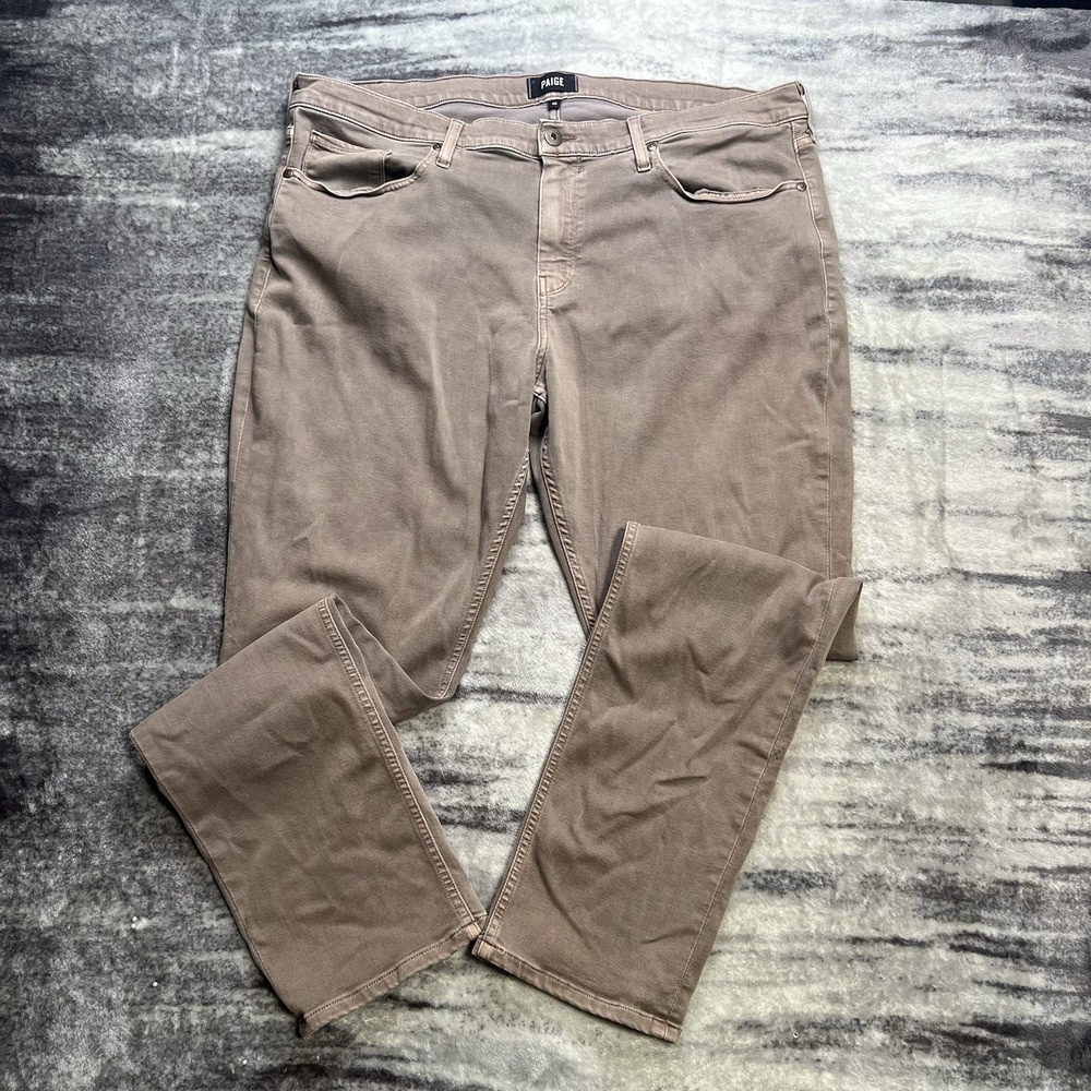 Paige Federal Slim Straight Jeans Mens 40 Light Brown Rayon Blend Stretch Denim